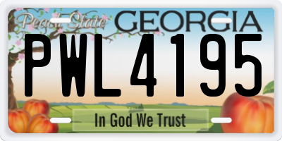 GA license plate PWL4195