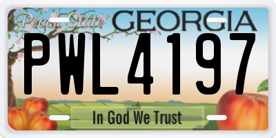 GA license plate PWL4197