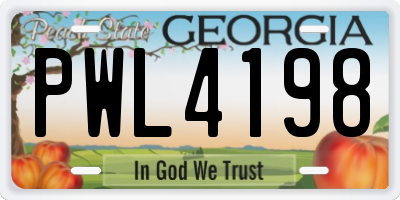 GA license plate PWL4198