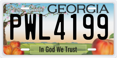 GA license plate PWL4199