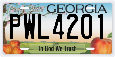 GA license plate PWL4201
