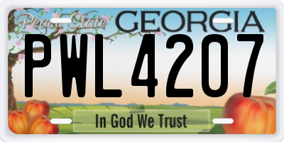 GA license plate PWL4207