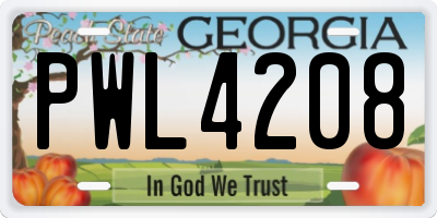 GA license plate PWL4208