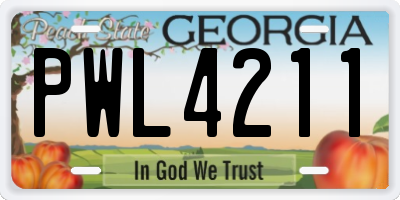 GA license plate PWL4211