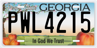 GA license plate PWL4215