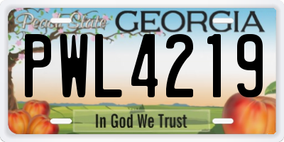 GA license plate PWL4219