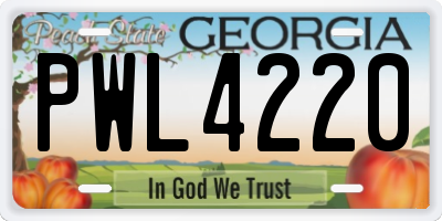GA license plate PWL4220