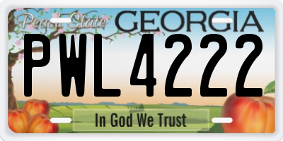GA license plate PWL4222