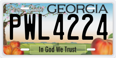 GA license plate PWL4224