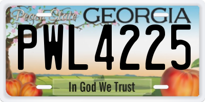 GA license plate PWL4225