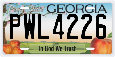 GA license plate PWL4226