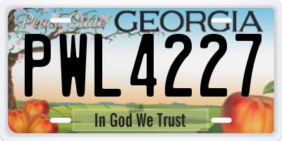 GA license plate PWL4227