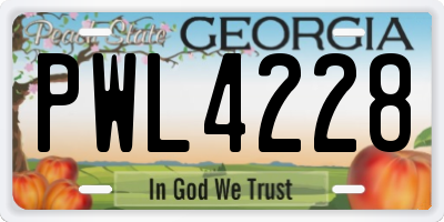 GA license plate PWL4228