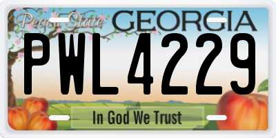 GA license plate PWL4229