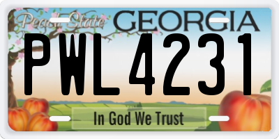 GA license plate PWL4231