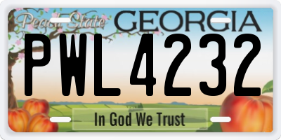 GA license plate PWL4232