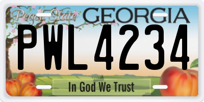 GA license plate PWL4234