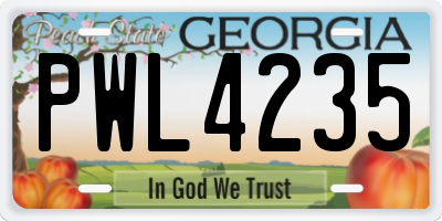 GA license plate PWL4235