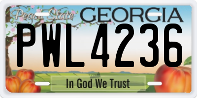 GA license plate PWL4236
