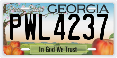 GA license plate PWL4237