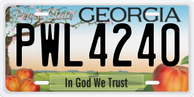 GA license plate PWL4240