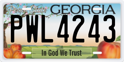 GA license plate PWL4243