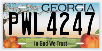GA license plate PWL4247