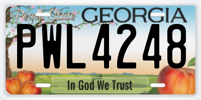 GA license plate PWL4248