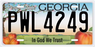 GA license plate PWL4249