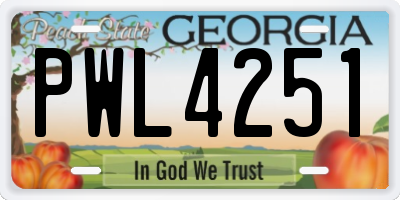 GA license plate PWL4251