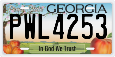 GA license plate PWL4253