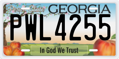 GA license plate PWL4255