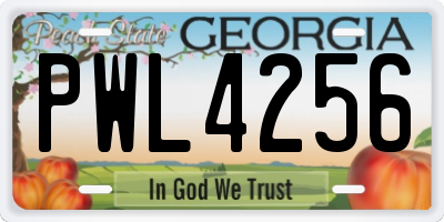 GA license plate PWL4256