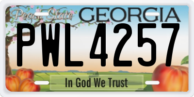 GA license plate PWL4257