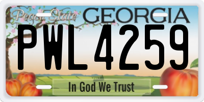 GA license plate PWL4259