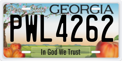 GA license plate PWL4262