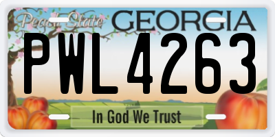 GA license plate PWL4263