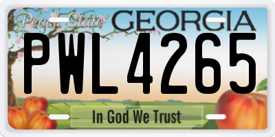 GA license plate PWL4265