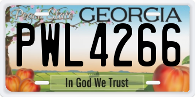 GA license plate PWL4266