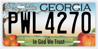 GA license plate PWL4270