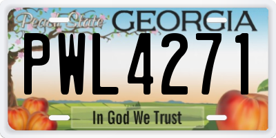 GA license plate PWL4271