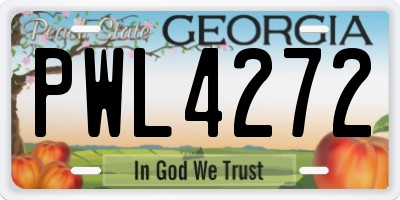 GA license plate PWL4272