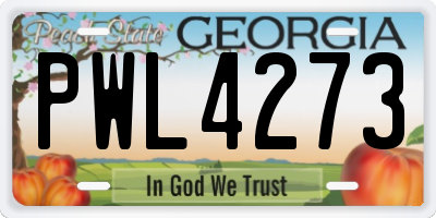 GA license plate PWL4273
