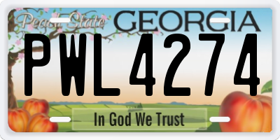 GA license plate PWL4274
