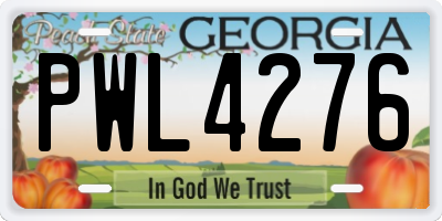 GA license plate PWL4276