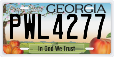 GA license plate PWL4277