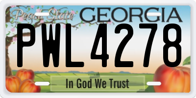 GA license plate PWL4278