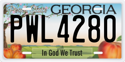 GA license plate PWL4280