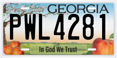 GA license plate PWL4281