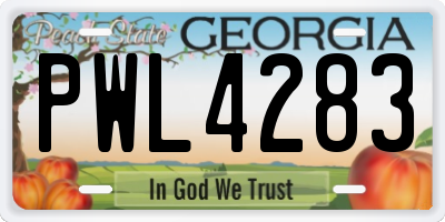 GA license plate PWL4283